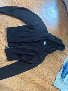 Black Zip-Up Hooded Knit Cardigan Cotton On